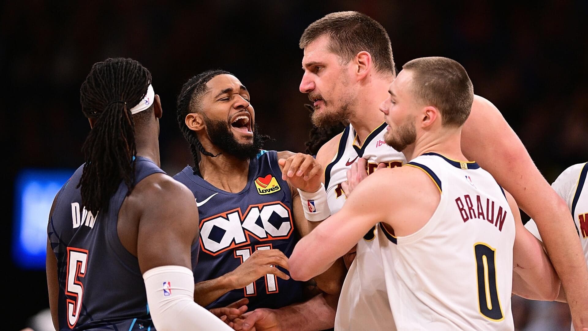 Nikola Jokić calls out Lu Dort after 'unnecessary' tripping ejection in Thunder's heated win over Nuggets