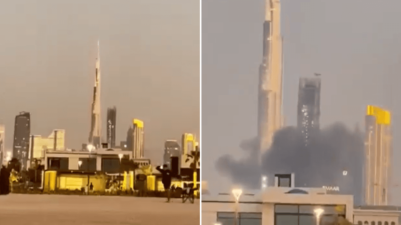 US, Israel Attack Iran: Plume of smoke rises near Burj Khalifa as Iran missile attack hits Dubai; video captures chaos